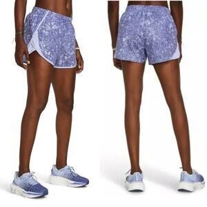 New Under Armour Women’s Fly-By Printed Shorts Celeste Reflective 3.5” Size 2XL